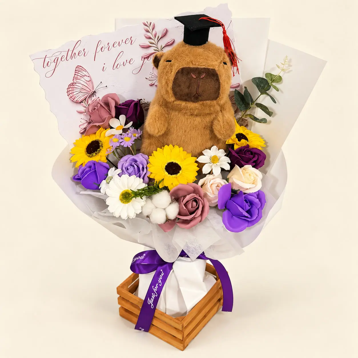 Capybara Purple Graduation Bouquet