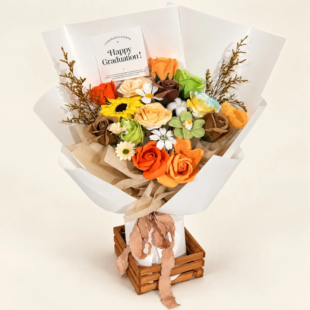 Autumn Orange Floral Graduation Bouquet