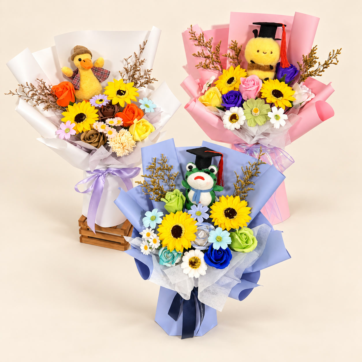 Duck Bee Frog Graduation Bouquet Collection