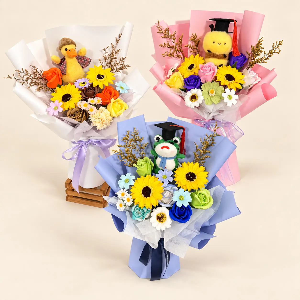 Duck Bee Frog Graduation Bouquet Collection