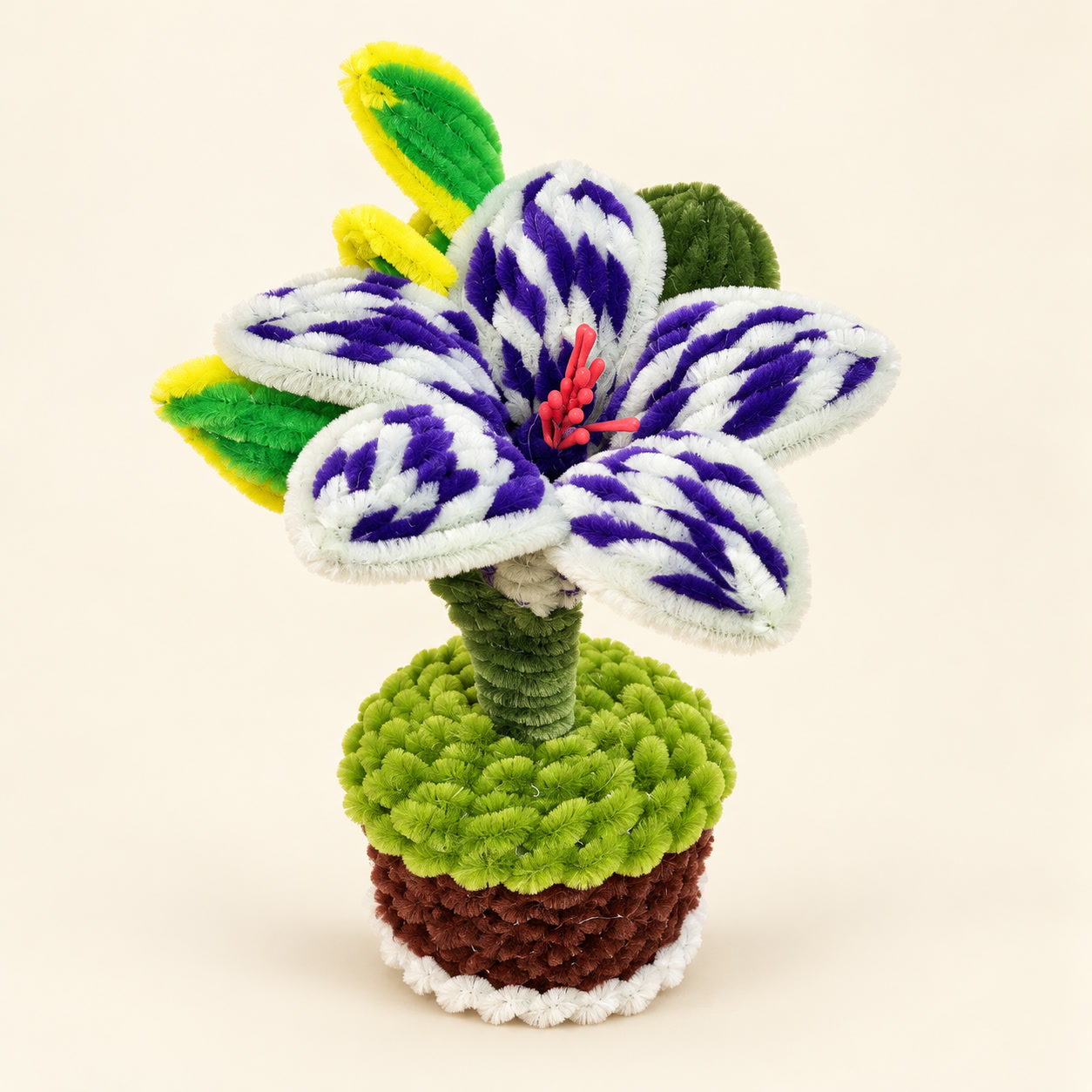 Purple Striped Lily Handcrafted Flower Pot