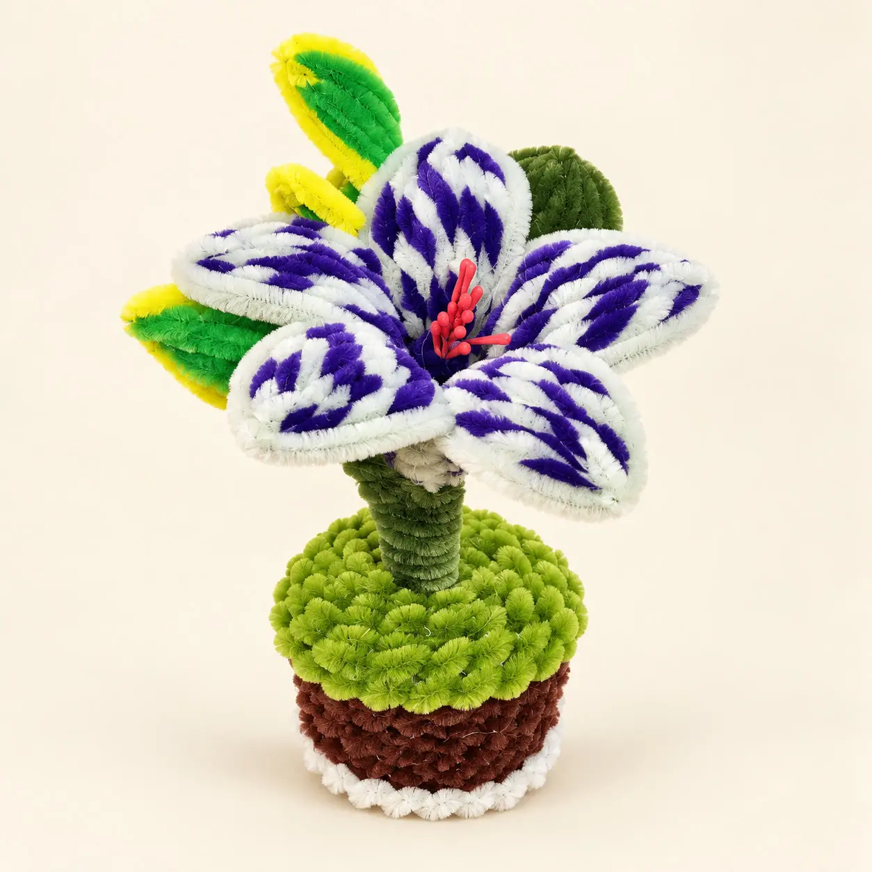 Purple Striped Lily Handcrafted Flower Pot