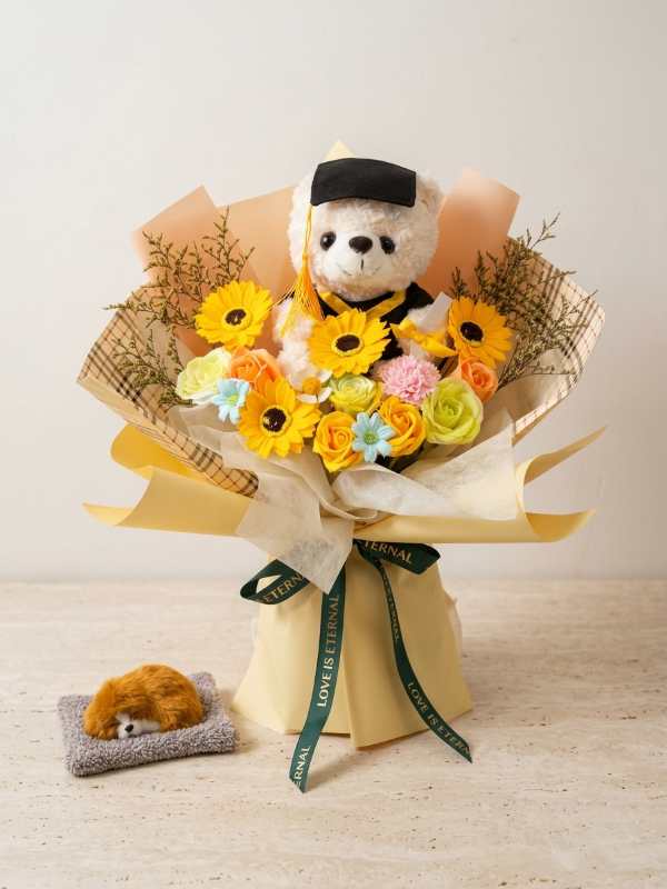 Golden Teddy Graduation Bouquet
