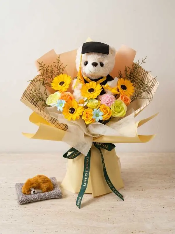 Golden Teddy Graduation Bouquet