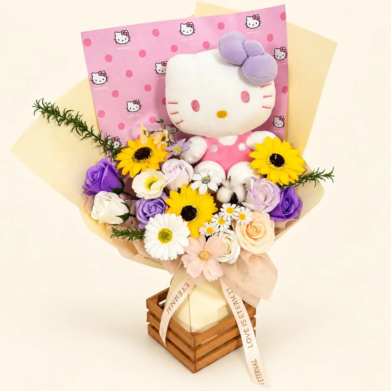 Hello Kitty Lavender Sunflower Bouquet