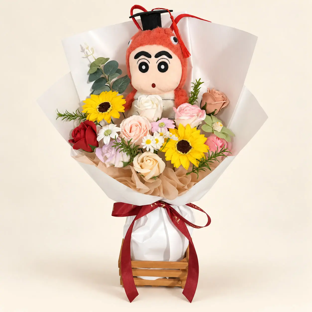 Red Hood Sunflower Graduation Bouquet