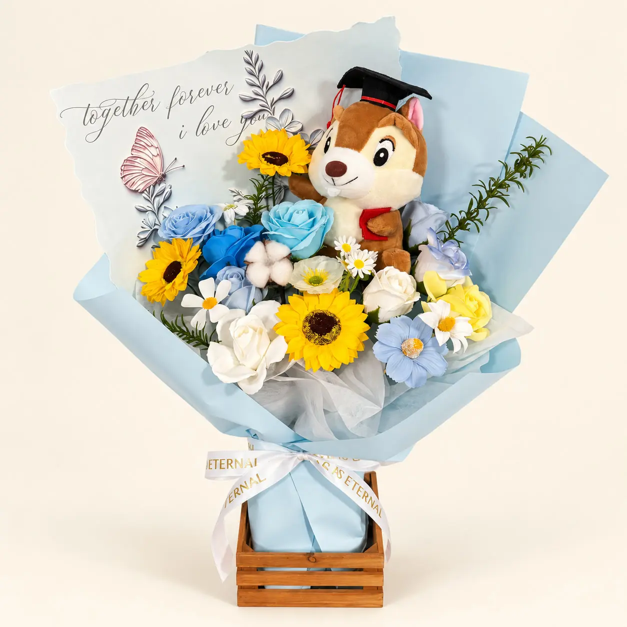 Pastel Blue Chipmunk Graduation Bouquet