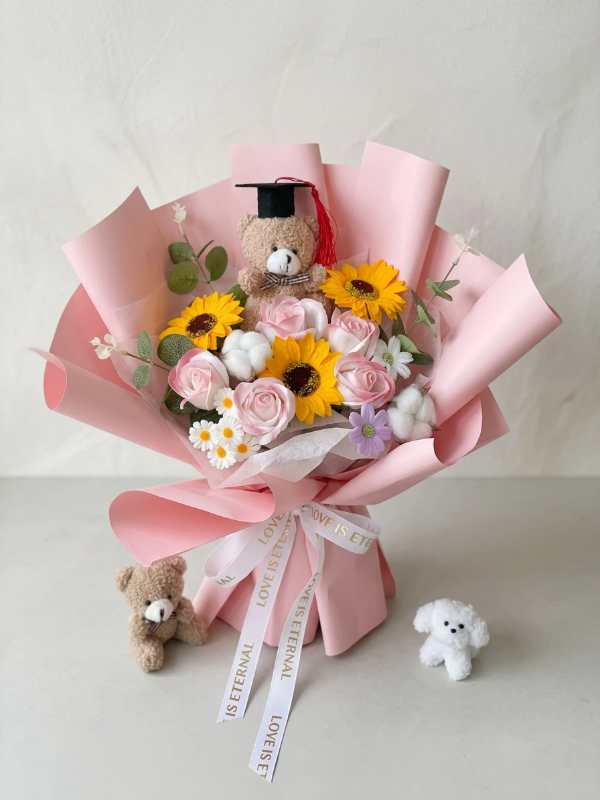 Pink Teddy Graduation Bouquet