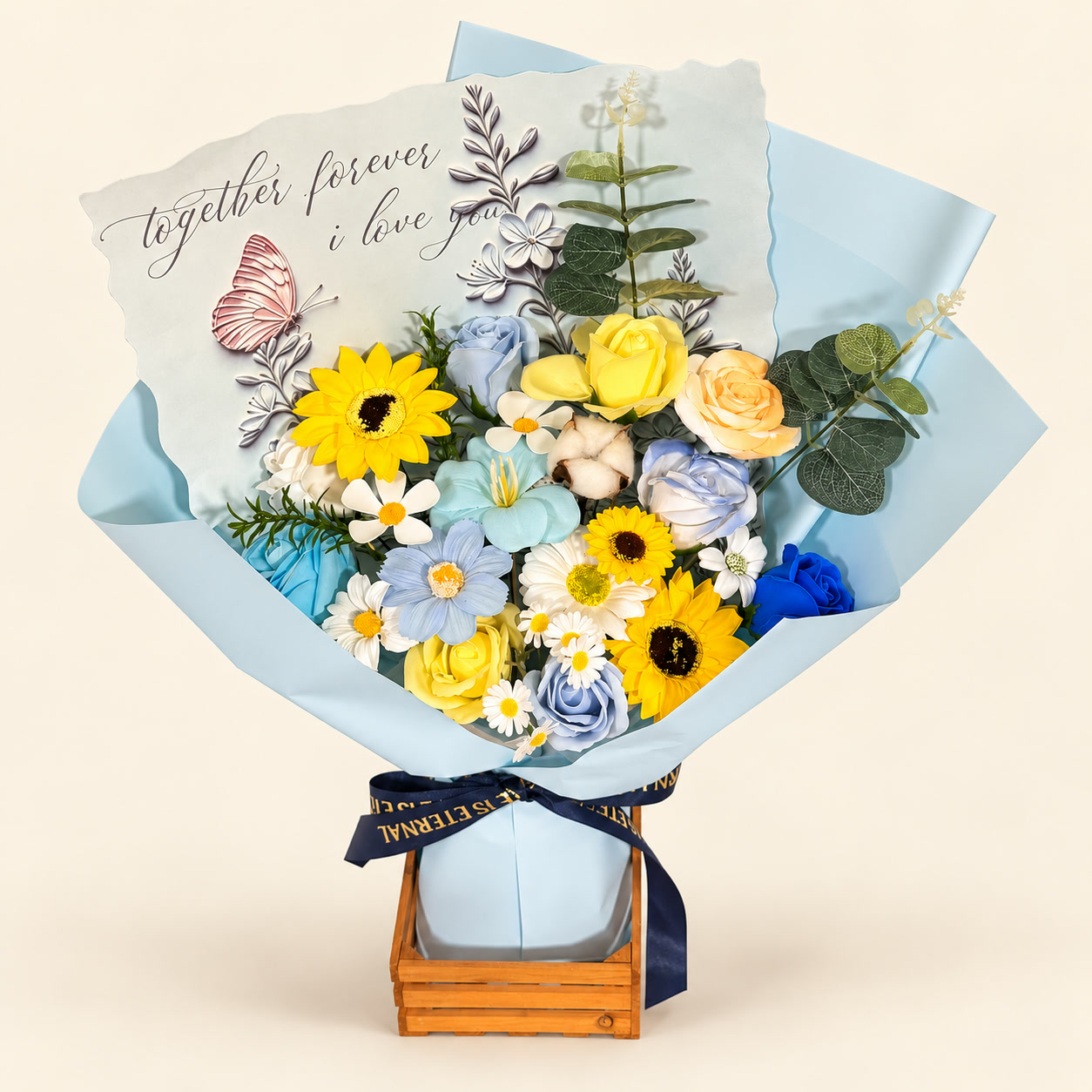 Blue Yellow Floral Graduation Bouquet