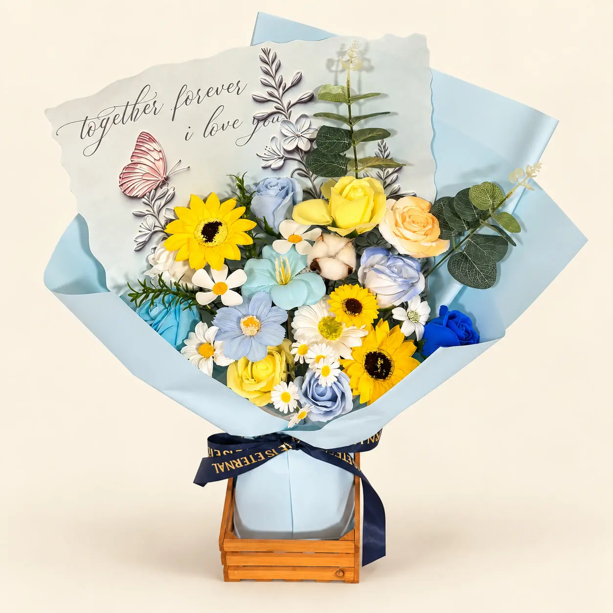 Blue Yellow Floral Graduation Bouquet