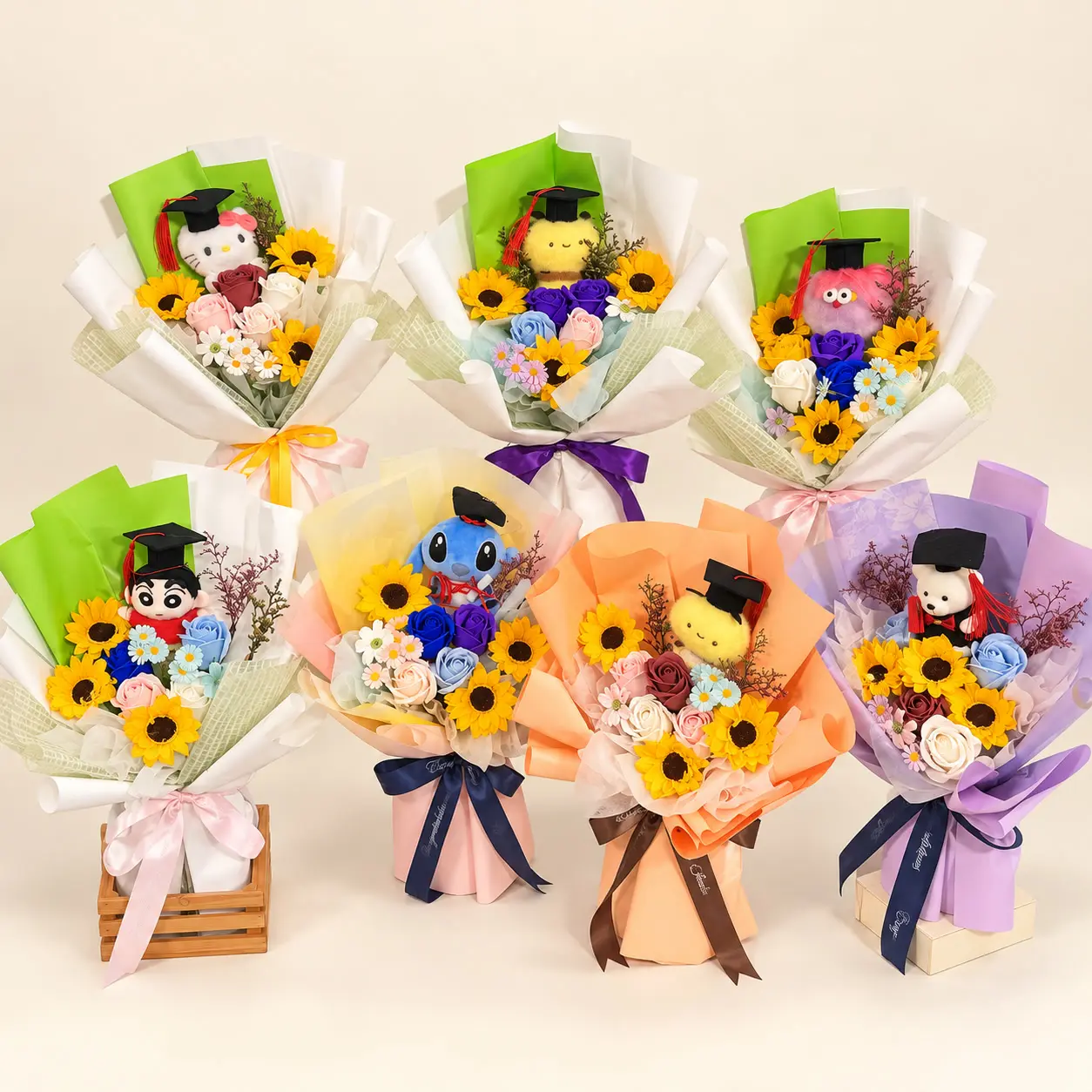Seven Colorful Character Graduation Bouquet Collection