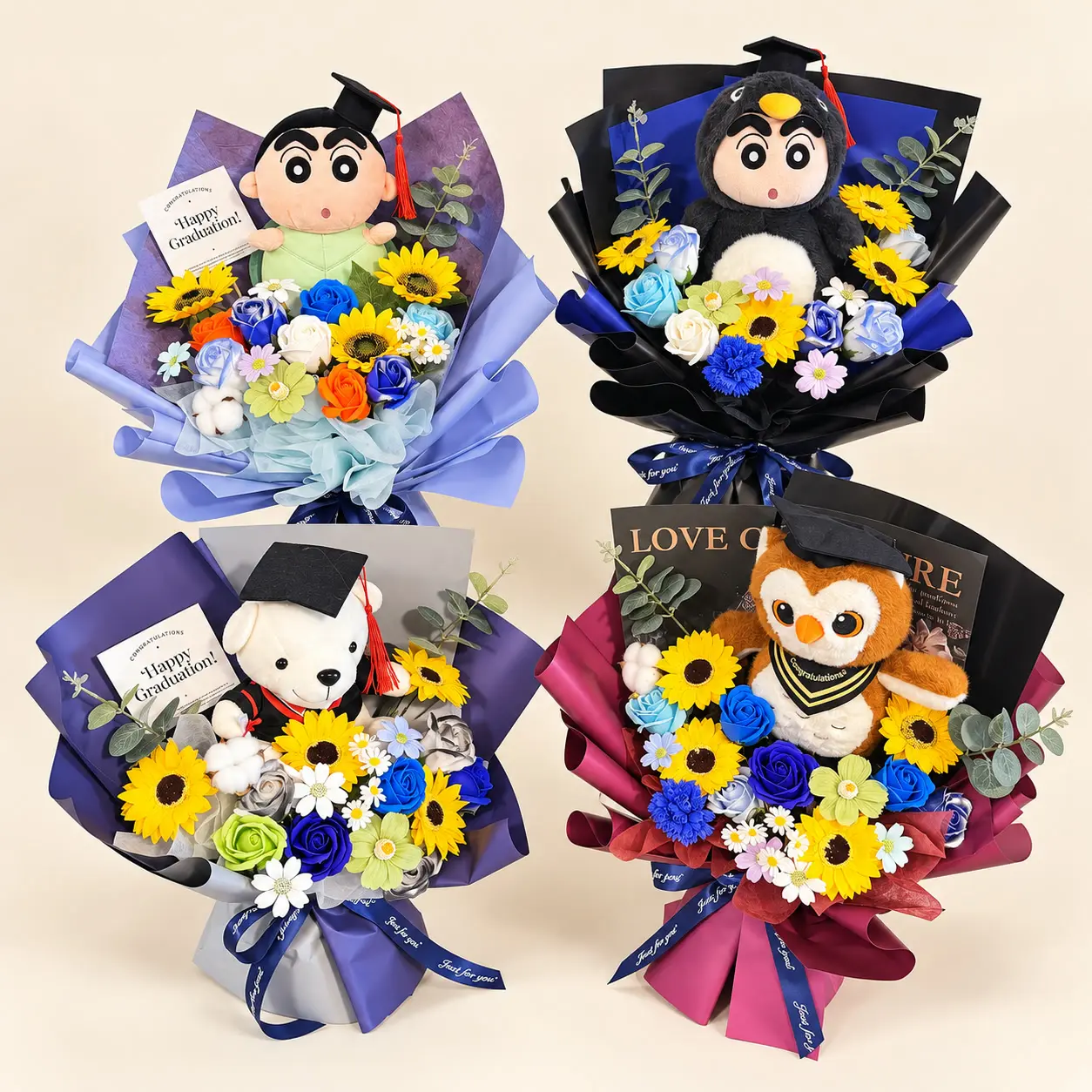 Blue Purple Graduation Bouquet Collection
