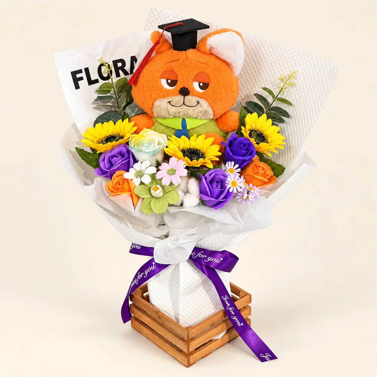 Grumpy Orange Cat Graduation Bouquet